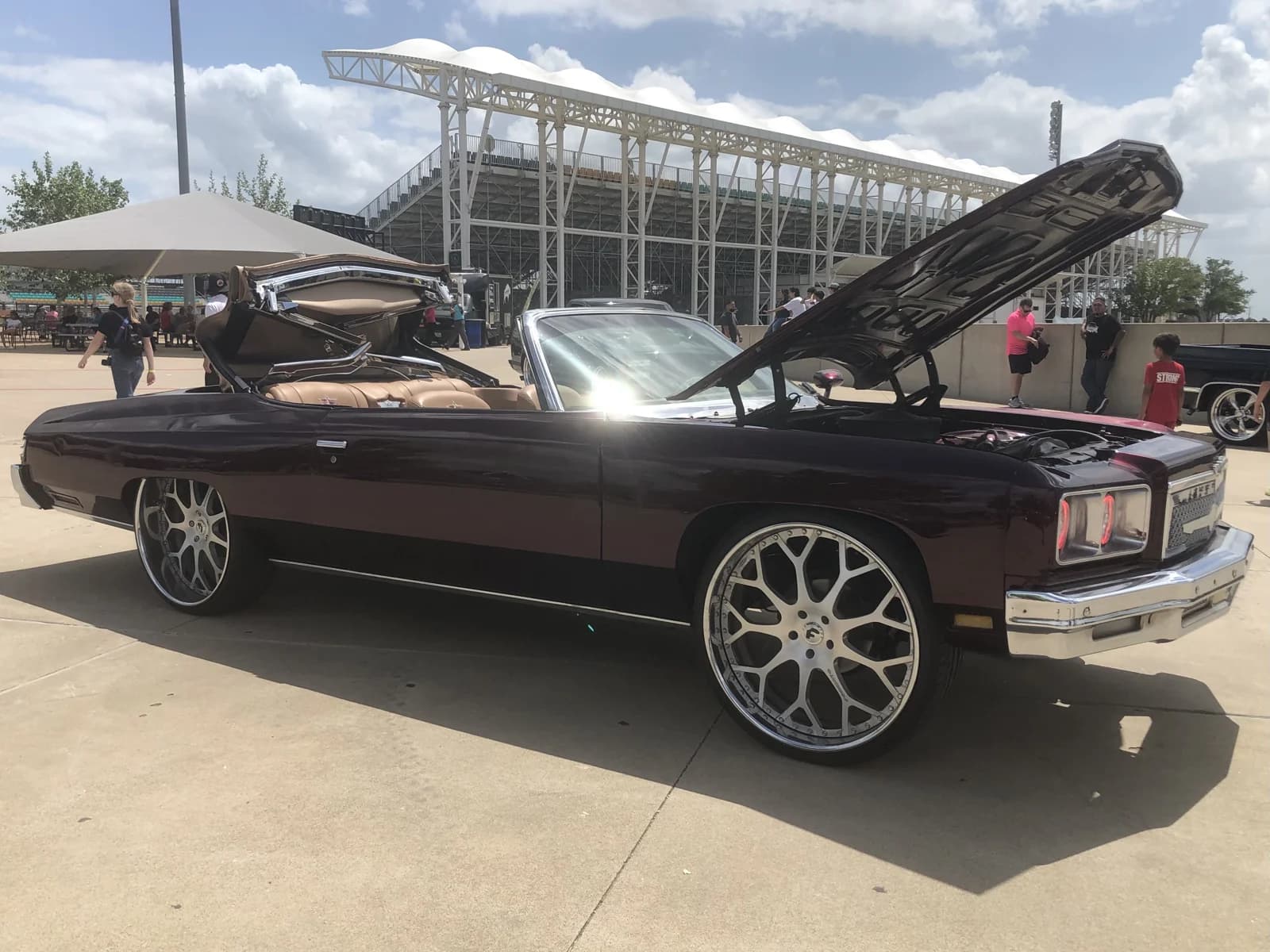 1975 Chevrolet Caprice convertible donk at Radwood Austin.